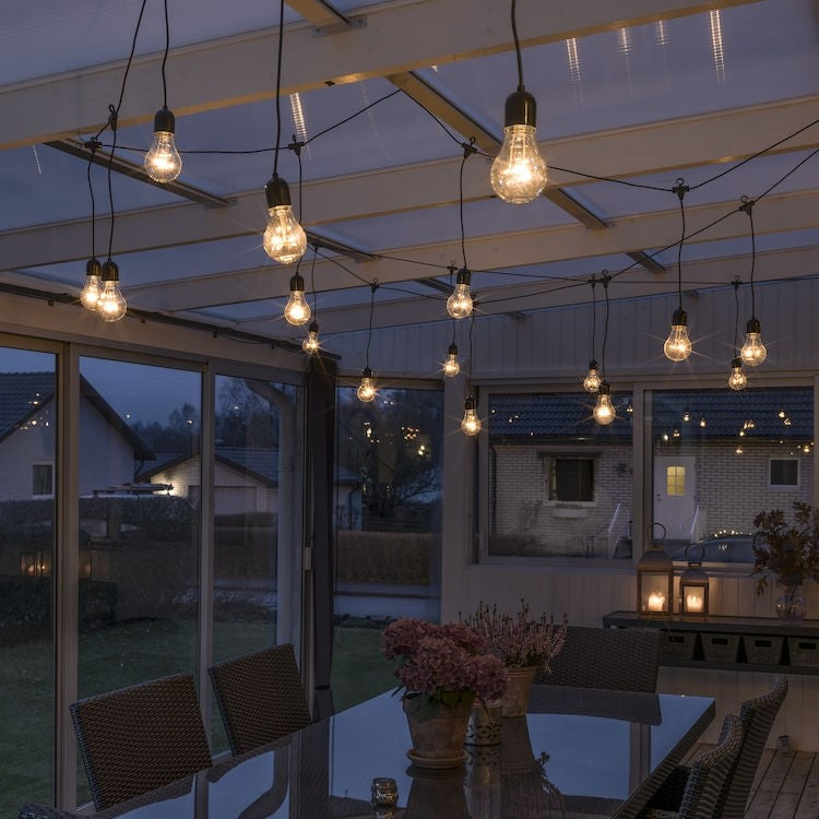 Konstsmide 20 Clear Bulb Amber LED Icicle Drop Festoon Lights