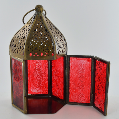 Moroccan Style Red Set Of 2 Small Lanterns