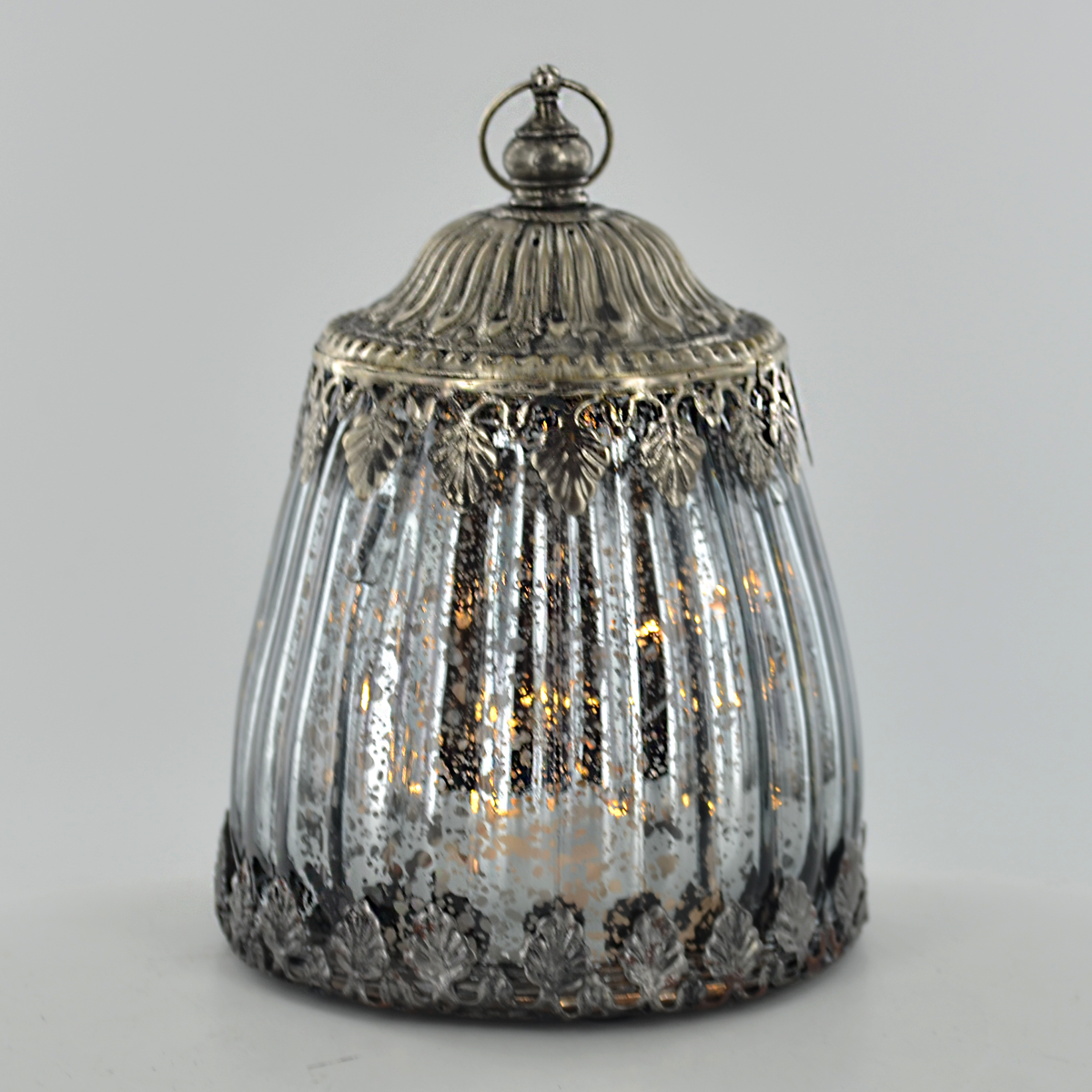 Vintage Style Small LED Lantern Distressed Mirror Effect