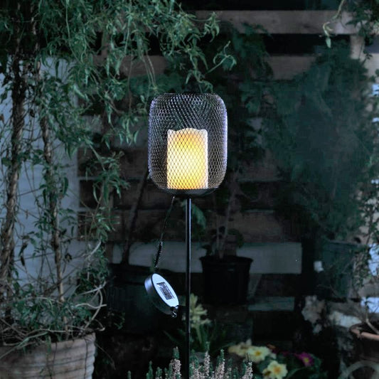 Noma Solar Black Mesh Stake Light with Flickering Candle