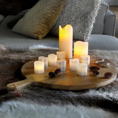 Cream Wax LED Pillar Candle Melted Effect 13cm