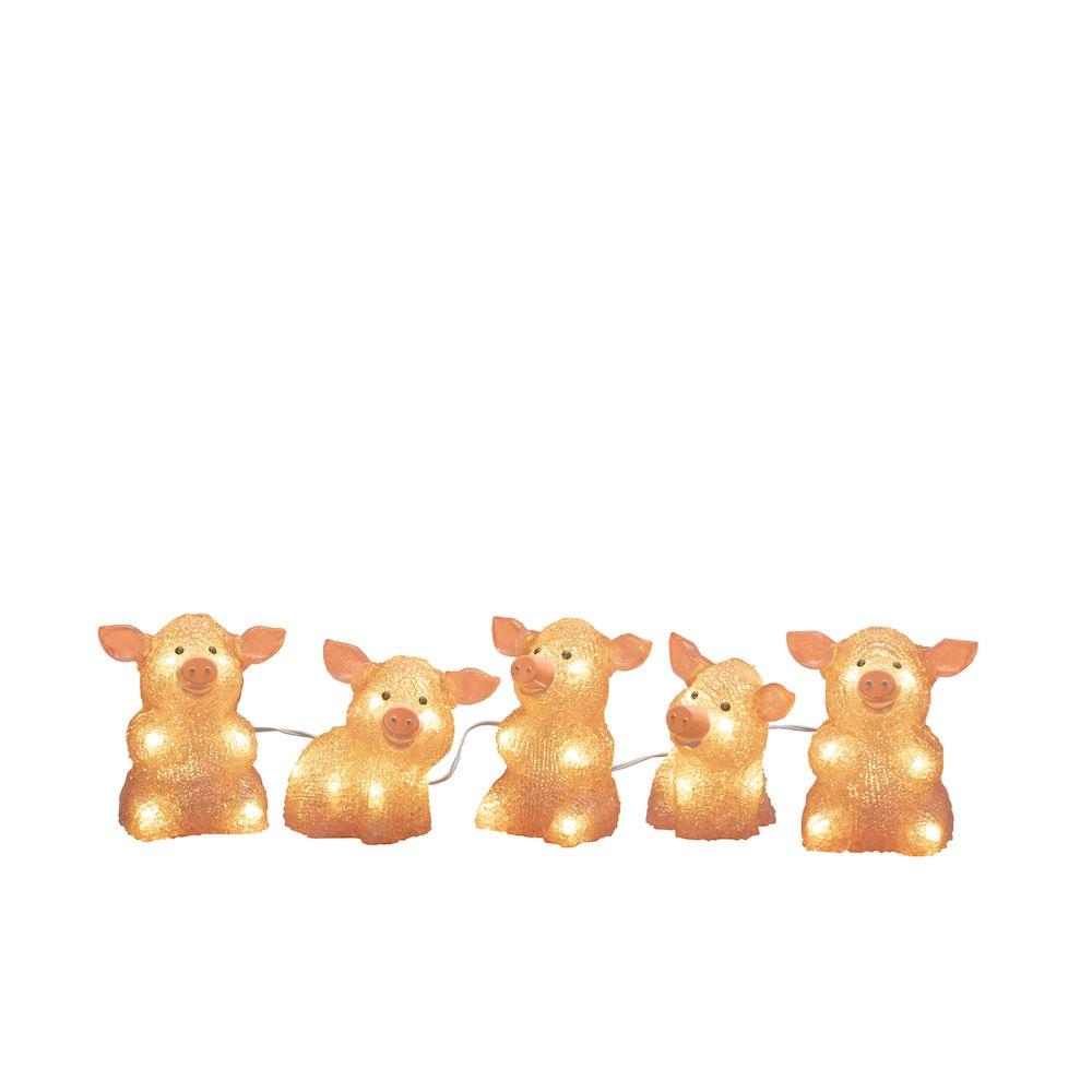 Konstsmide 5 Piece Acrylic Pink Pigs Light Set