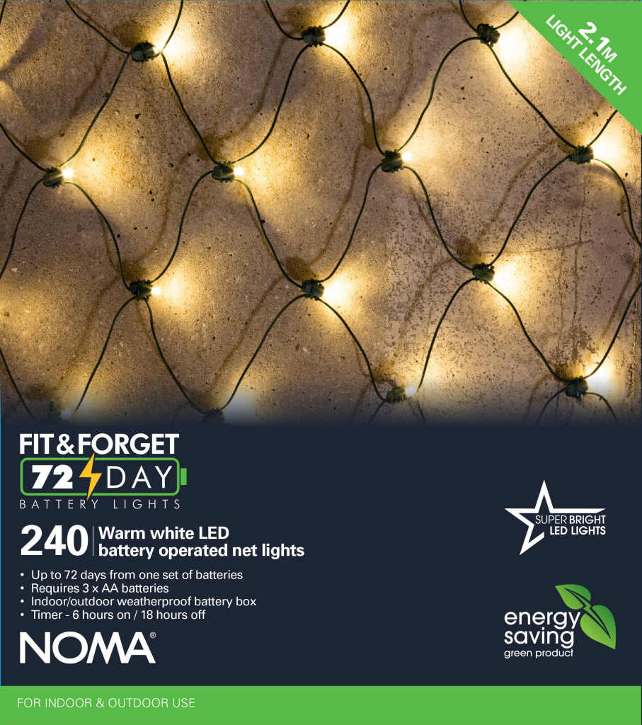 Noma 240 Warm White Net Lights Battery Operated