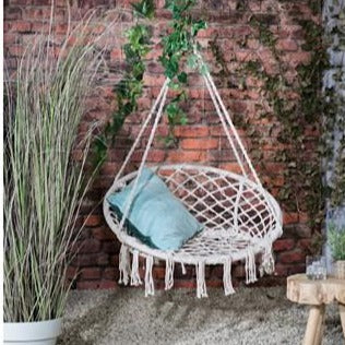 Cream Single Hammock Rope Chair