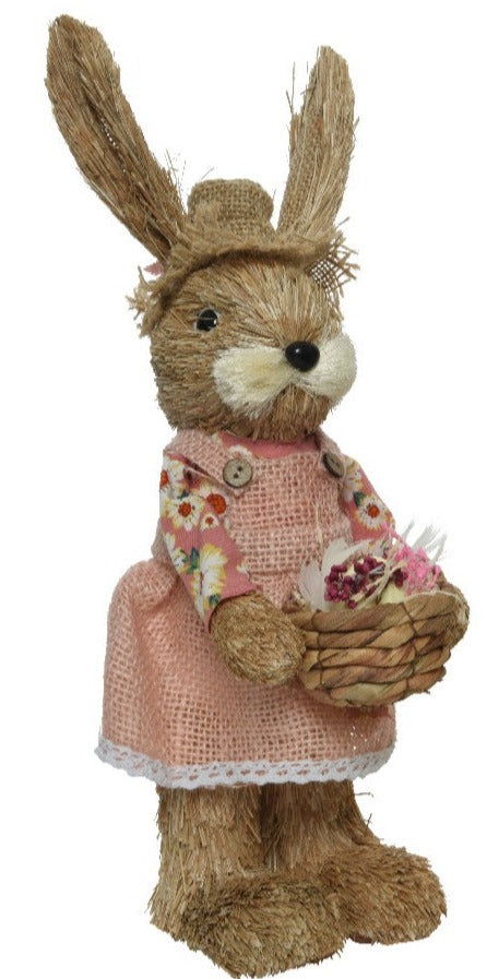 Easter Bunny with Basket of Flowers Decoration