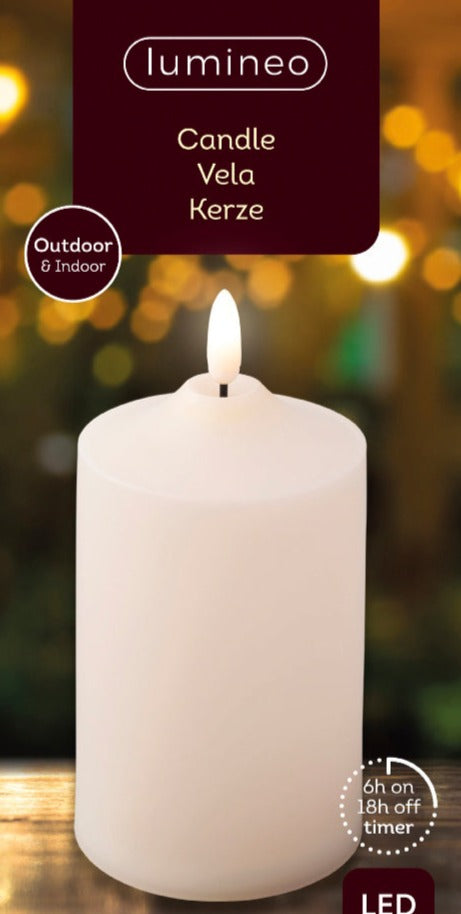 Outdoor LED Cream Church Candle 15cm x 7.5cm