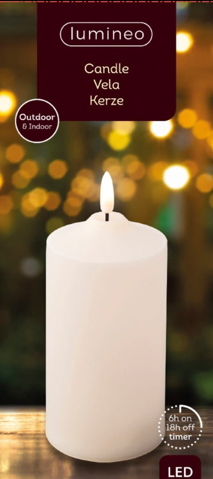 Outdoor LED Cream Church Candle 17cm x 7.5cm