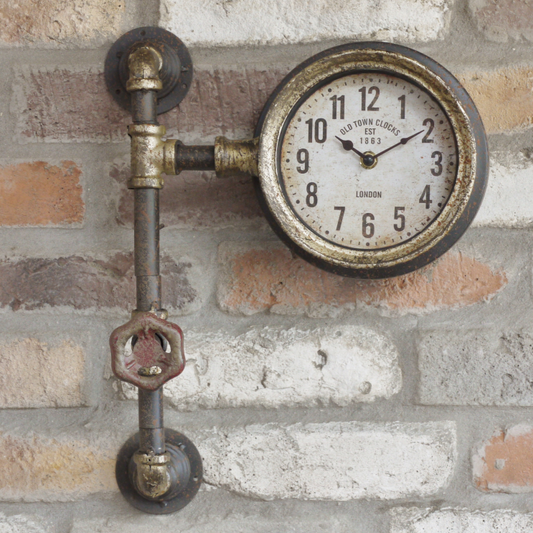 Vintage Style Aged Pipe Clock