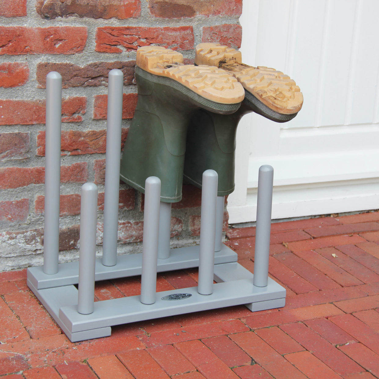 Grey Wooden Boot Rack