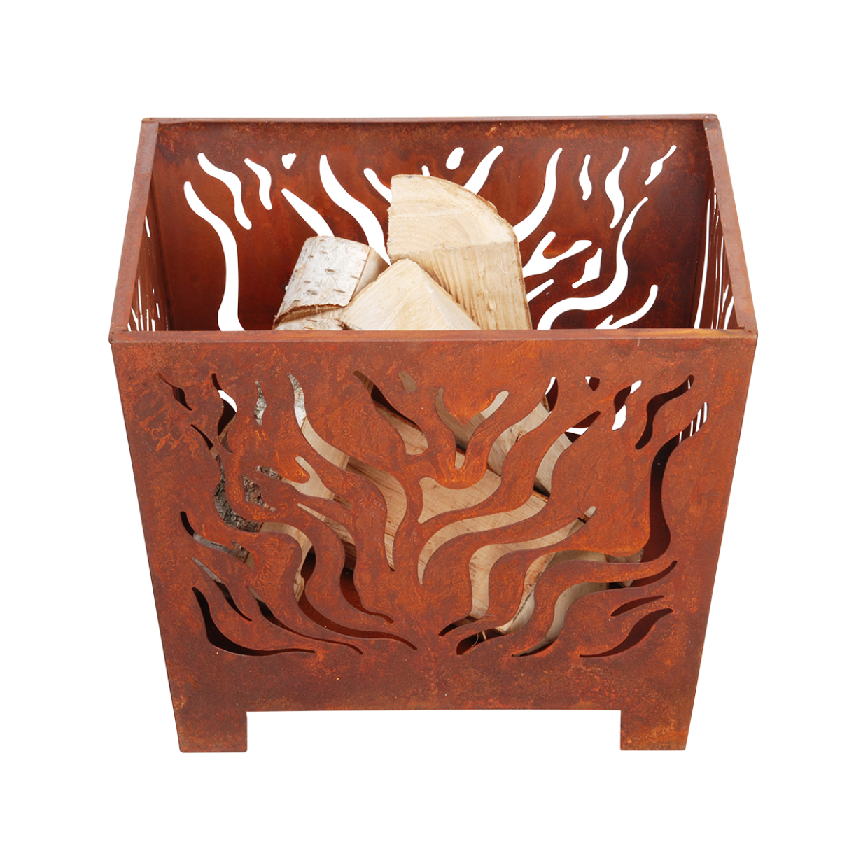 Fallen Fruits Square Rust Fire Basket 39cm