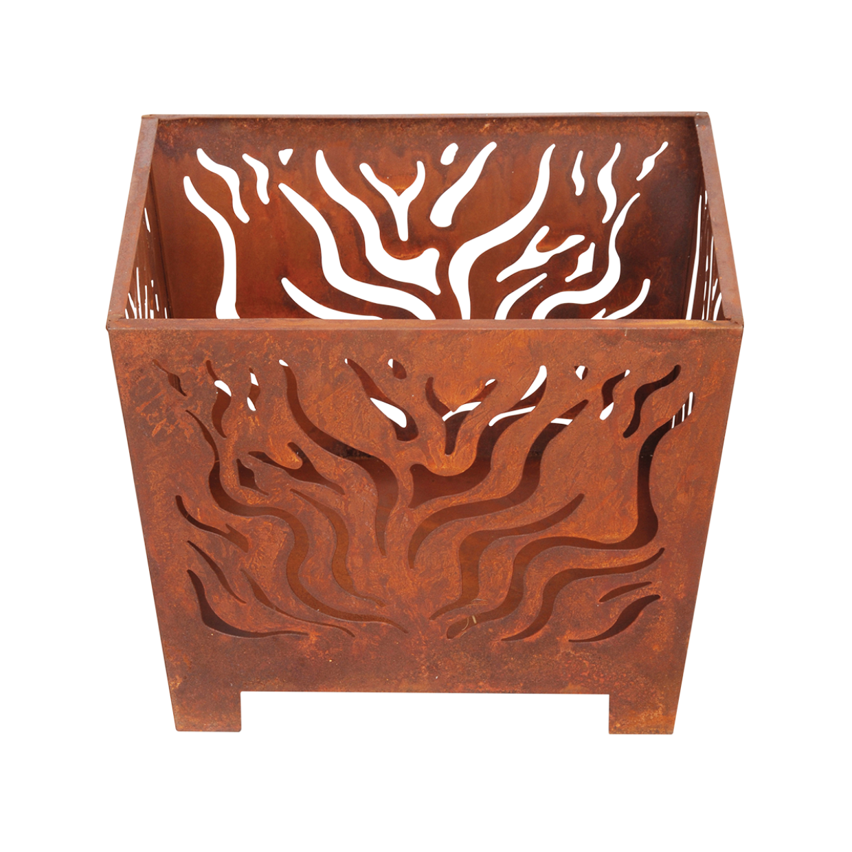 Fallen Fruits Square Rust Fire Basket 39cm