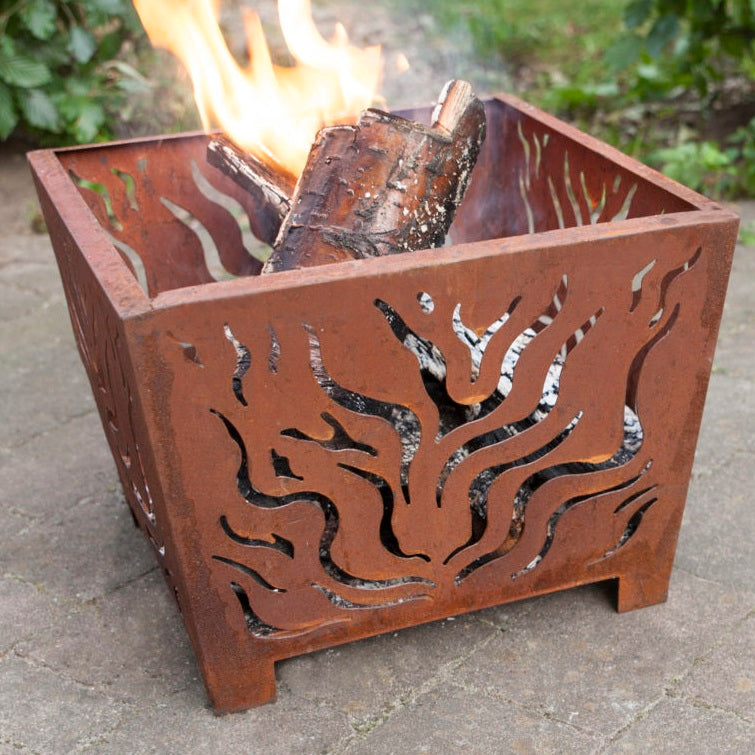 Fallen Fruits Square Rust Fire Basket 39cm