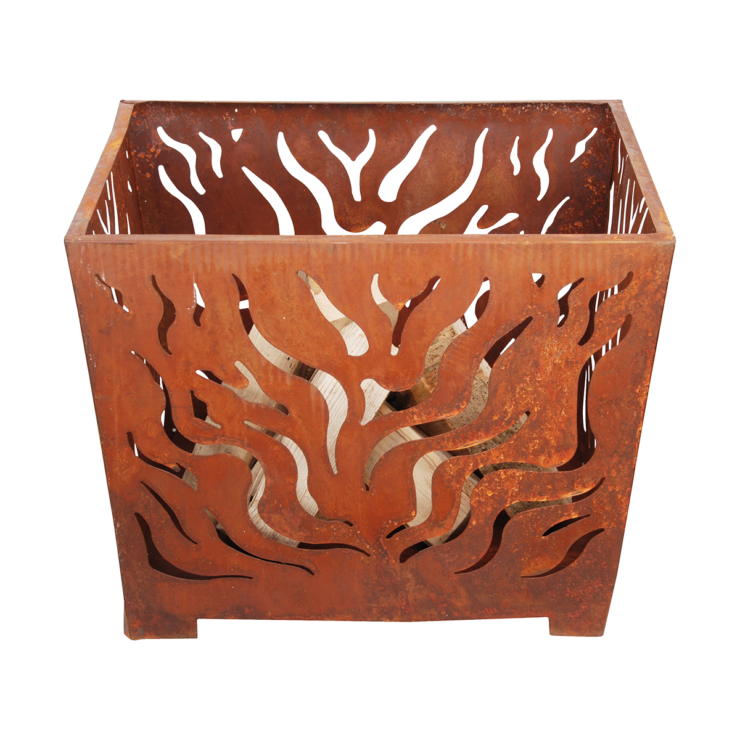 Fallen Fruits Square Rust Fire Basket 59cm