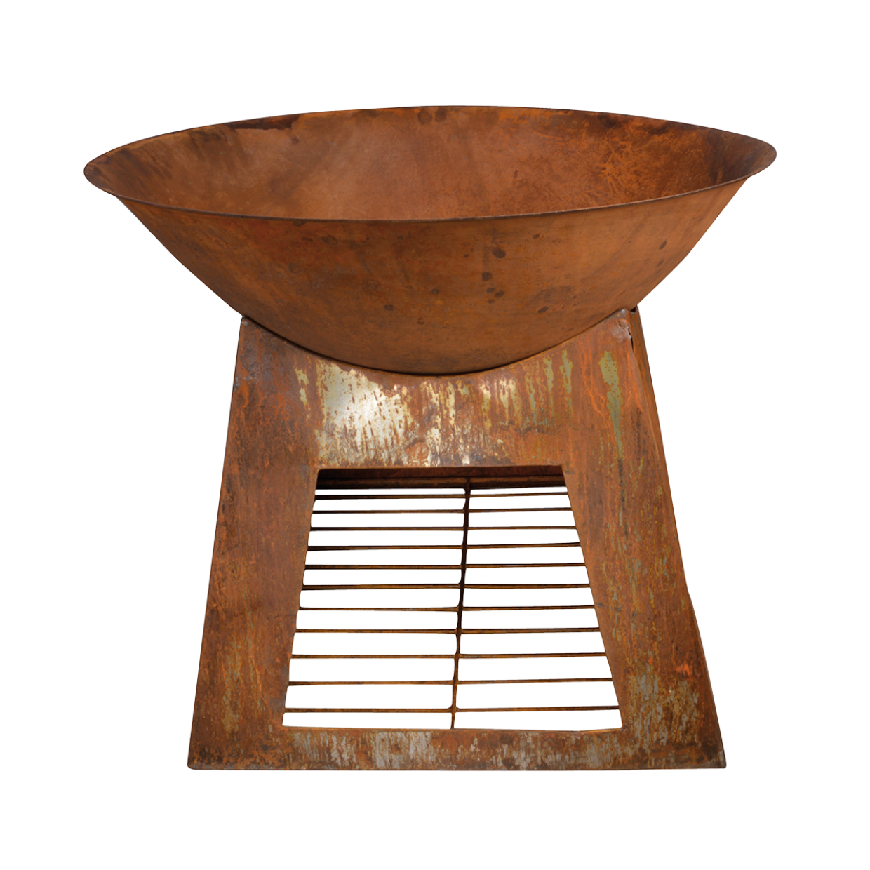Rust Fire Pit Bowl with Wood Store