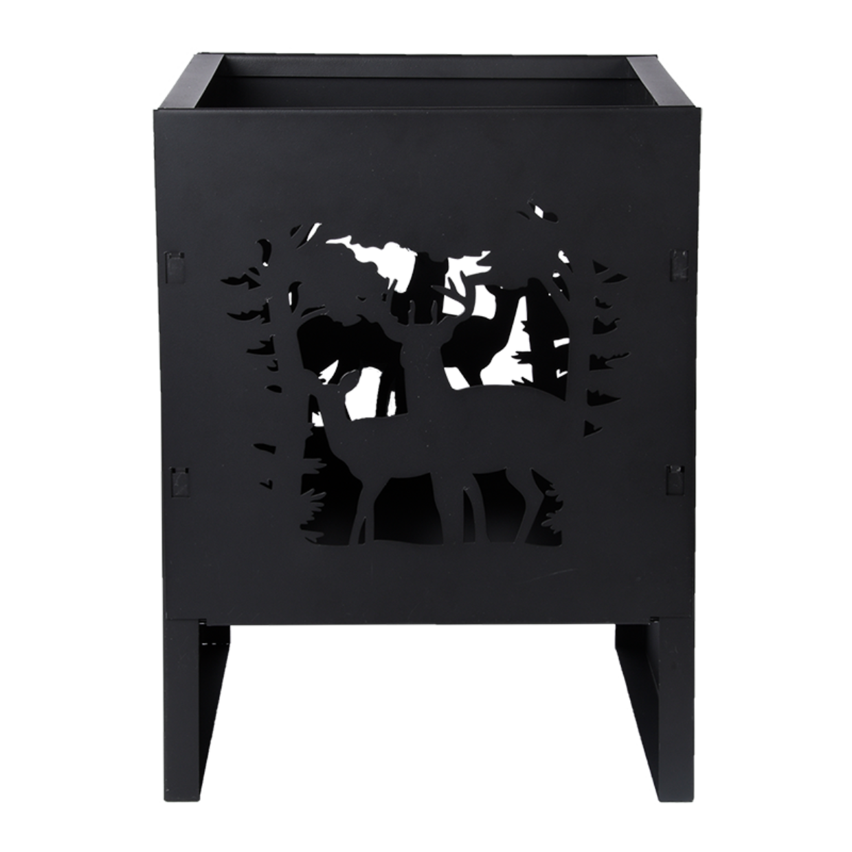 Fallen Fruits Black Deer Design Square Fire Basket