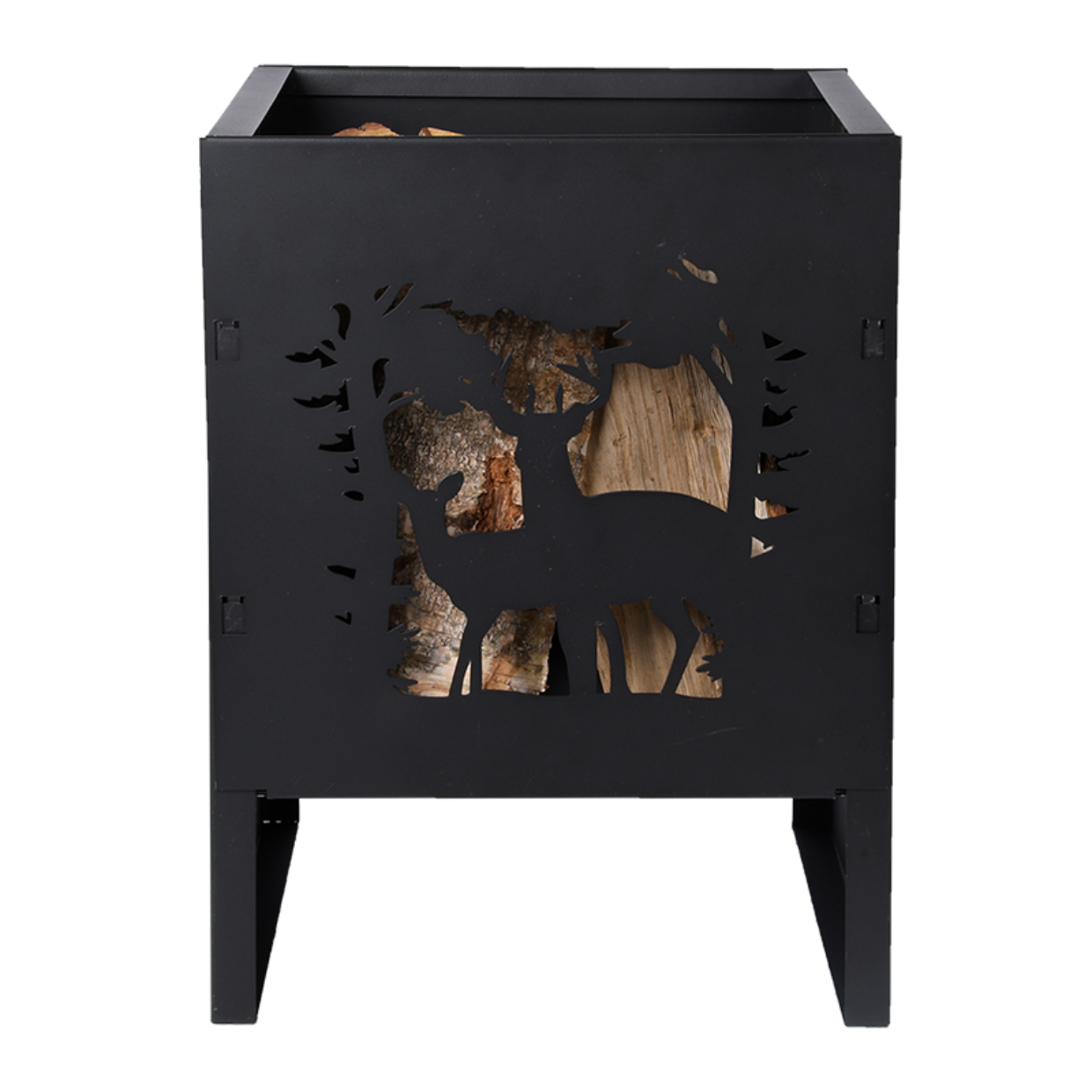 Fallen Fruits Black Deer Design Square Fire Basket