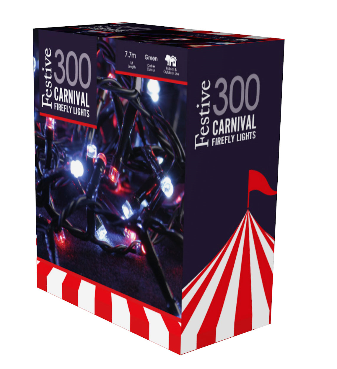Festive 300 Candy Cane Red & White Firefly Lights