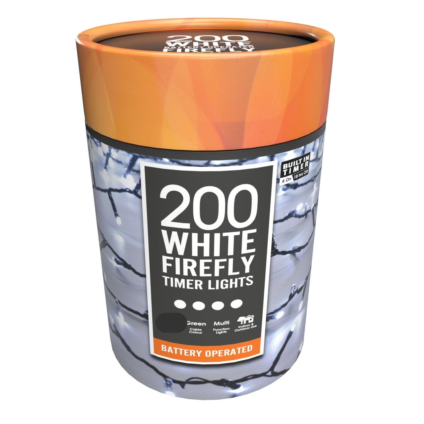 Festive 200 White Firefly Lights Battery Operated