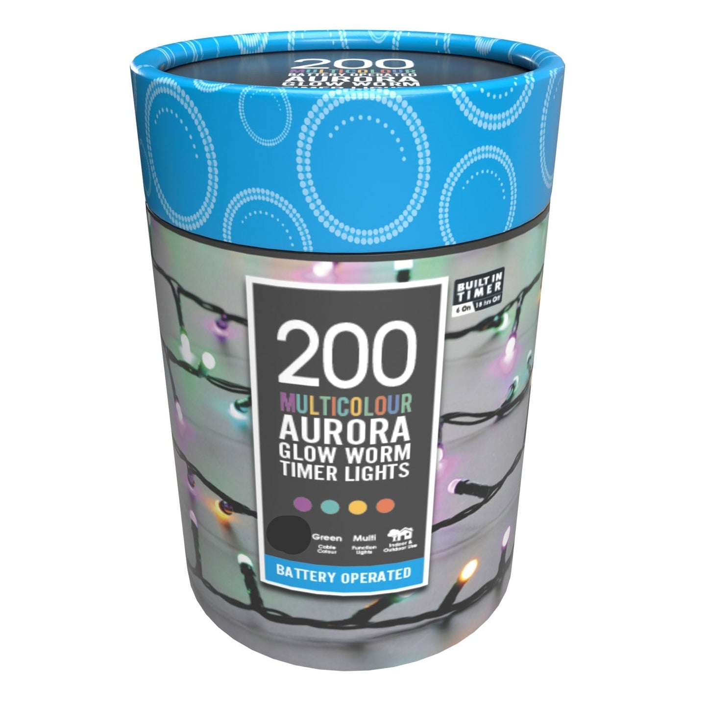 Festive 200 Aurora Glow Worm Lights Battery Operated