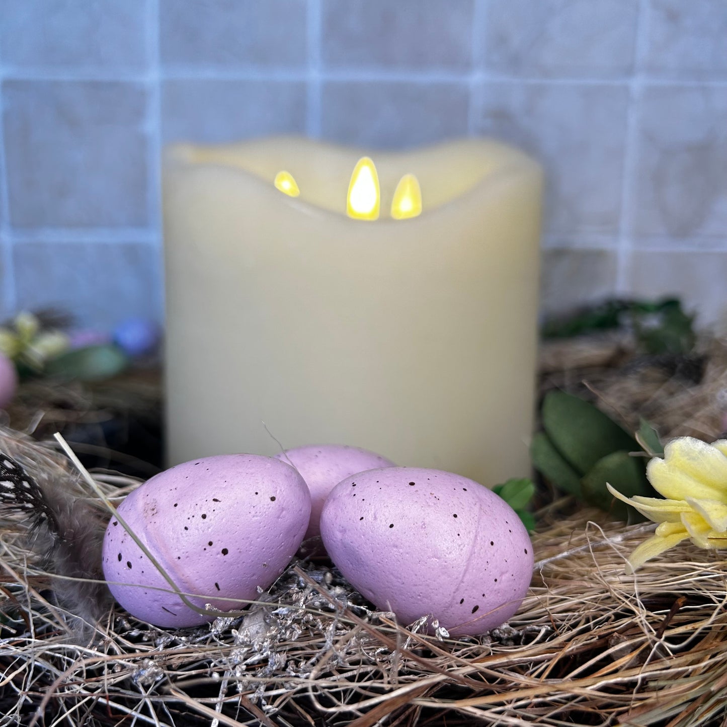 Dried Flowers and Eggs Easter Wreath