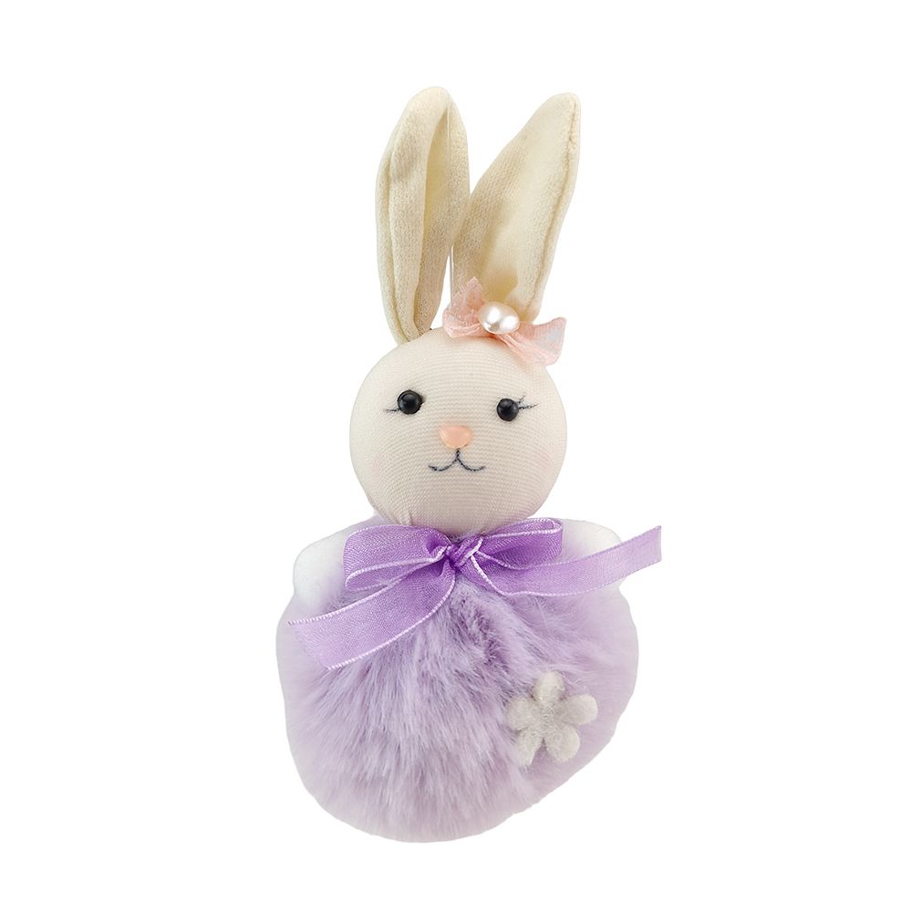 Hanging Purple Pom Pom Easter Bunny Decoration