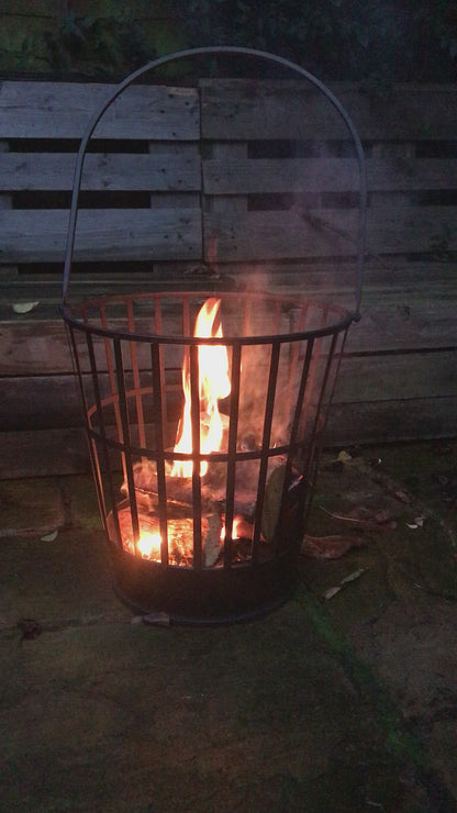 Black Fire Pit Basket 39cm with Handle
