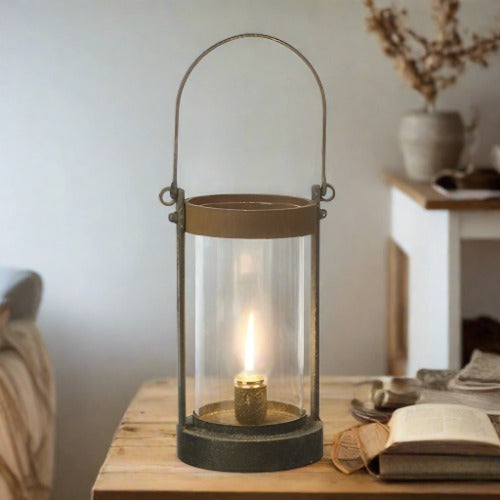 Rustic Lantern with Bulb Battery Operated