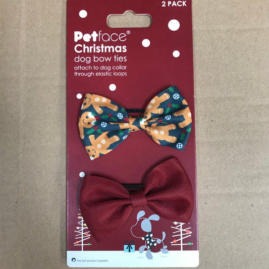 Christmas Gingerbread Dog Bow Tie Pack of 2