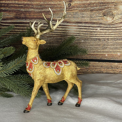 Christmas Gold Stag with Red And Gold Jewels