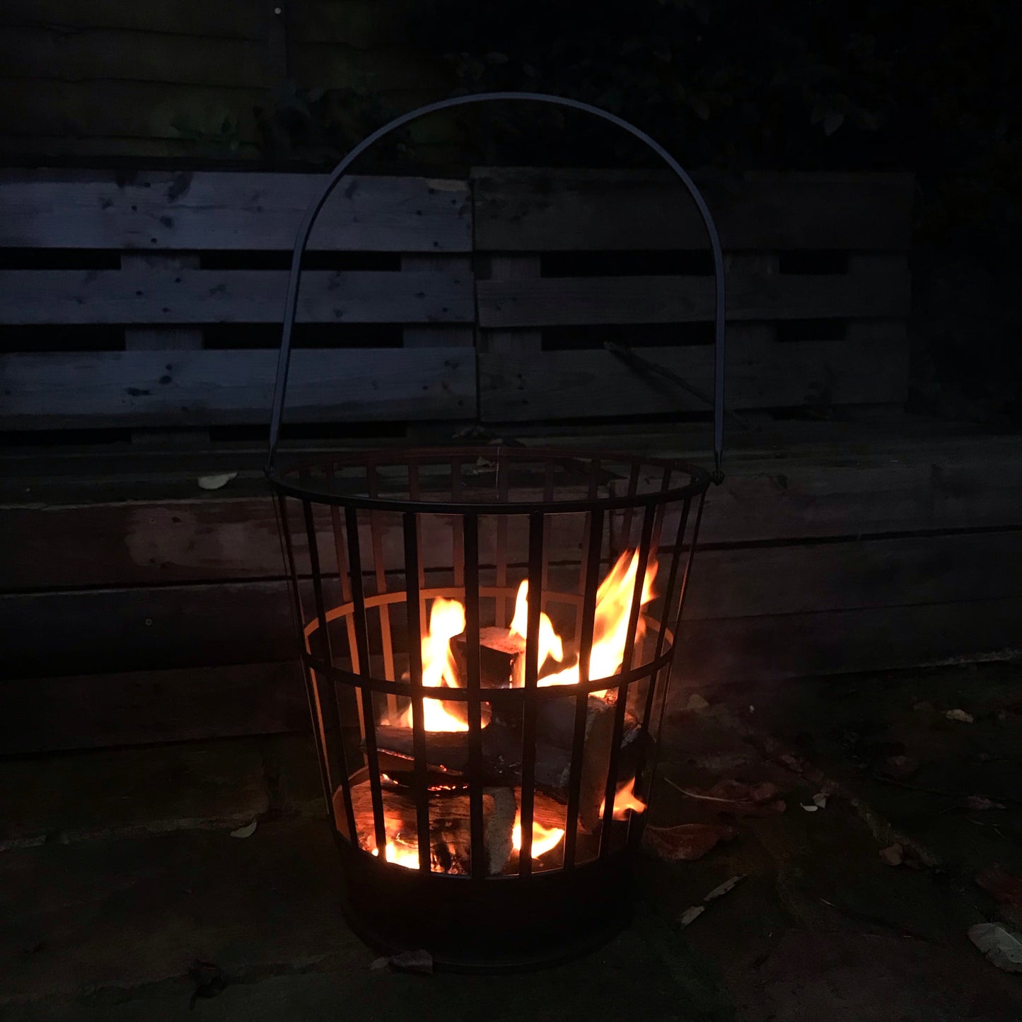 Black Fire Pit Basket 39cm with Handle