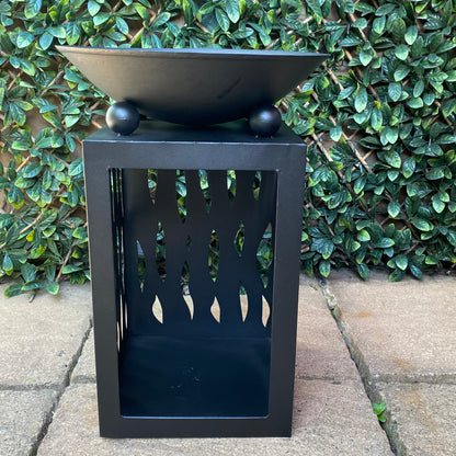 Black Fire Pit with Wood Store