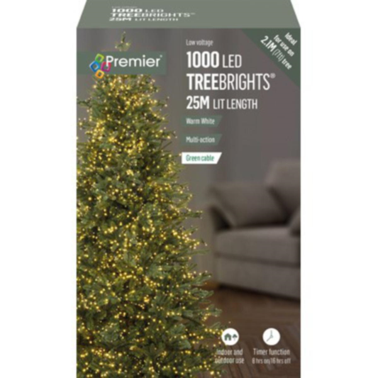 Premier TreeBrights 1000 Warm White LED Christmas String Lights
