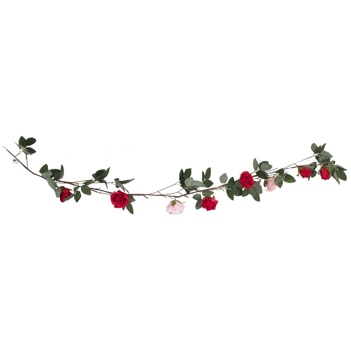 Artificial Rose Garland with LED String Lights