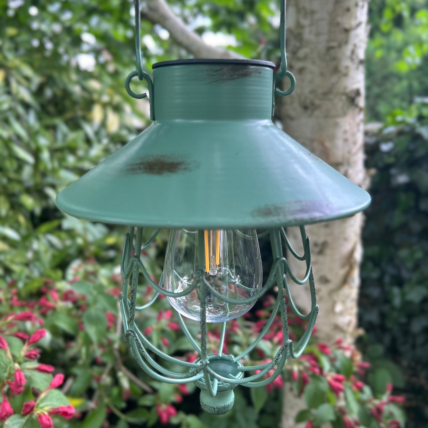 Green Solar Metal Hanging Lantern