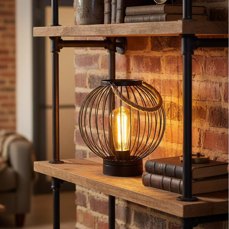 Black Round Metal Lamp Battery Operated