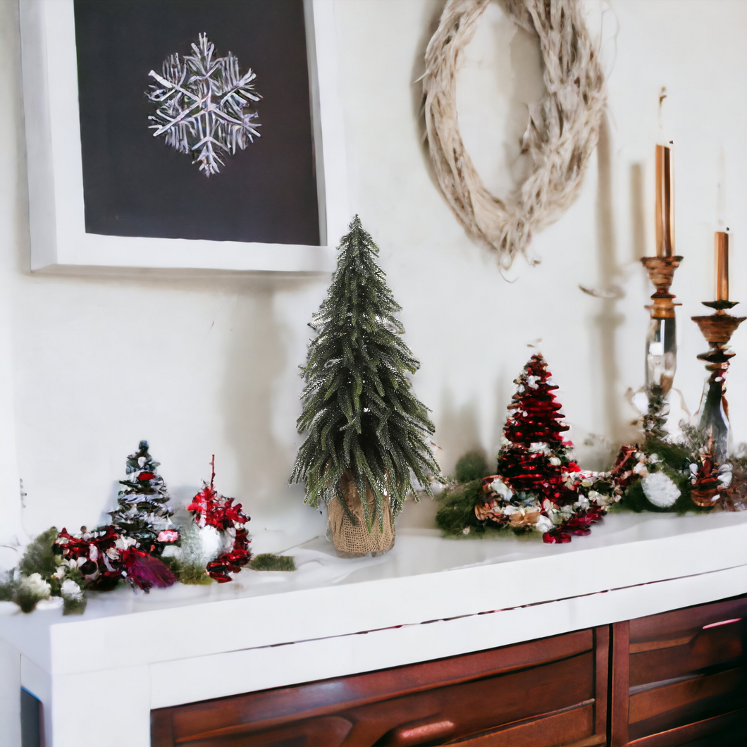 Mini Christmas Tree Real Look Foliage Glitter Finish