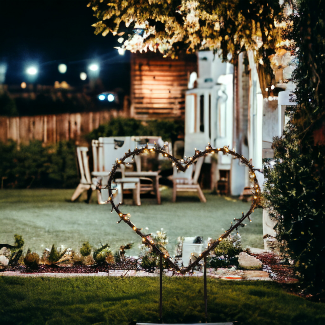 Garden Metal Heart Wall or Stake Light with Warm White LEDs