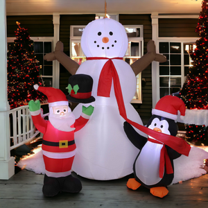 Santa Snowman and Penguin Light Up Inflatable Display Decoration