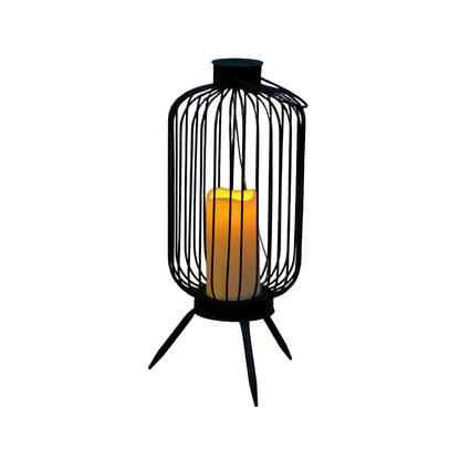 Noma Tall Metal Wire Lantern with Solar Candle
