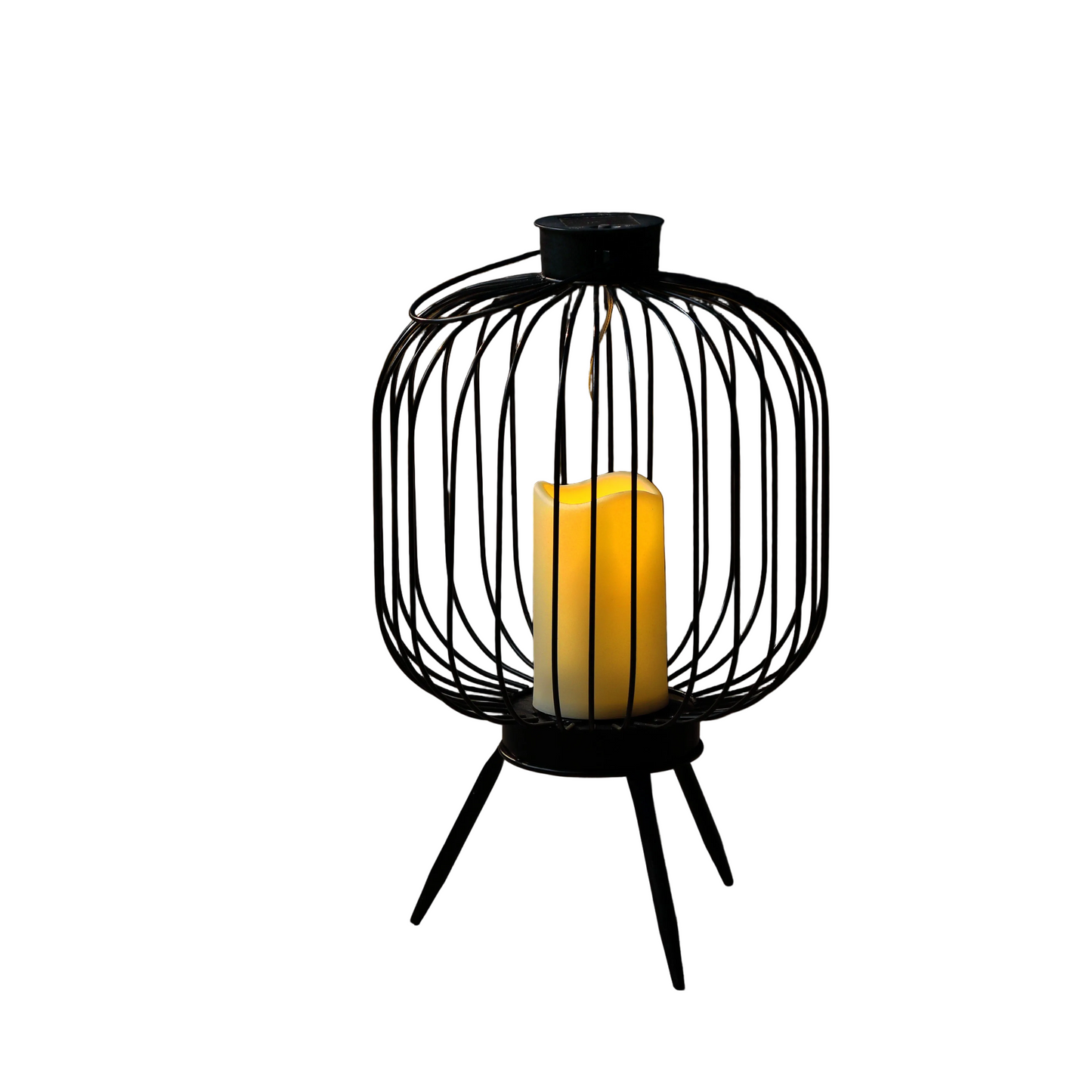 Noma Round Metal Wire Lantern with Solar Candle