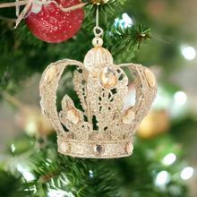 Load image into Gallery viewer, Gold Christmas Jewel Crown Decoration 11cm
