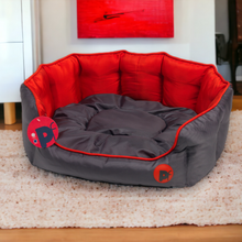 Load image into Gallery viewer, Oxford Water Resistant Red oval Dog Bed
