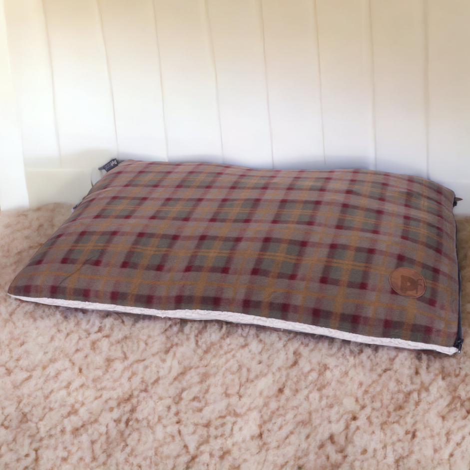 Country Check Large Pillow Mattress Dog Bed