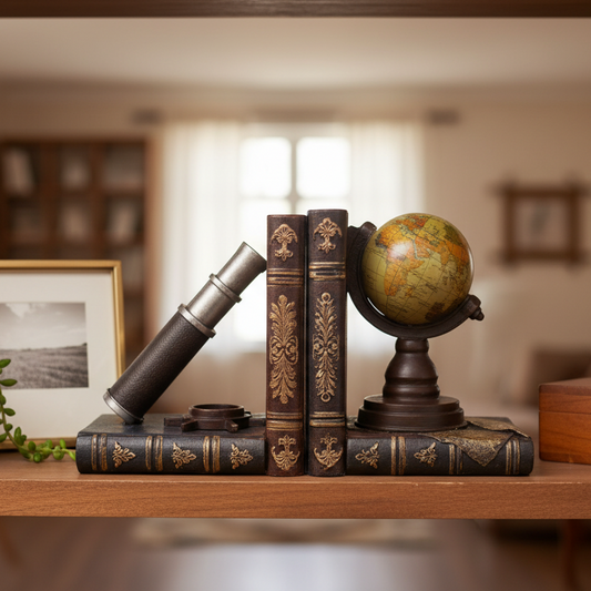 Globe And Telescope Vintage Style Bookends