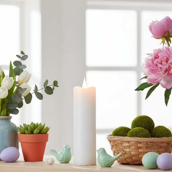 Wax Candle 17.8cm x 5cm with 3D Flame Battery Operated