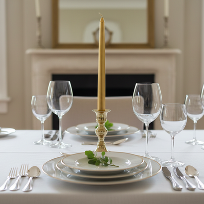 Pack of 12 Metallic Gold Wax Dinner Candles