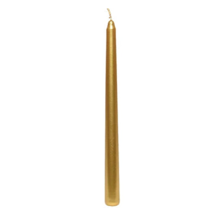 Pack of 12 Metallic Gold Wax Dinner Candles