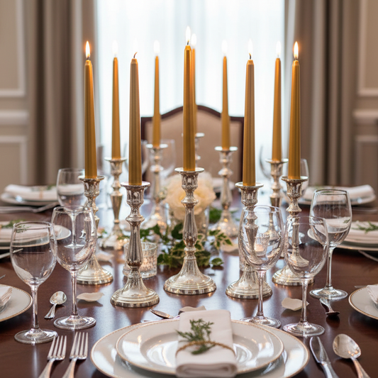 Pack of 12 Metallic Gold Wax Dinner Candles