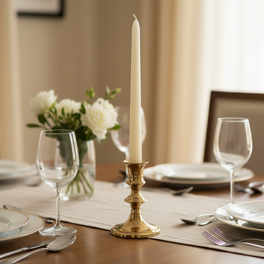 Pack of 12 Cream Wax Dinner Candles