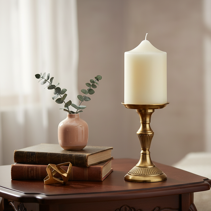 Cream Wax Church Candle 15cm